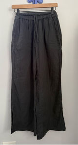 Pact XS Coastal Double Gauze Split Hem Pants Organic Wide Leg Charcoal Lounge Photo 0