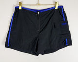 Vintage Y2K Mossimo‎ Black Blue Nylon Mid Rise Mini Shorts Zip Front Size Small Photo 0