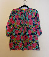 Roller Rabbit floral‎ 3/4 Sleeves Cotton Top Size Small Photo 0