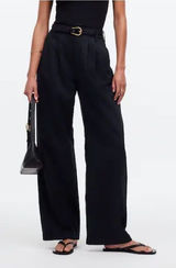 Madewell Black The Harlow Linen Blend Wide Leg Pants Size 14 Photo 0