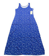 Dearmsrose Blue Floral Sleeveless Maxi Tank Dress Side Slits Summer Resort SZ XL Photo 0