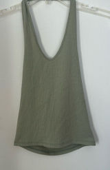 American Eagle Ribbed Halter Top Open Back V Neck Size XS Green Photo 0