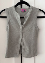 Edikted Gray Ribbed Button-Front Sleeveless Tank Photo 0