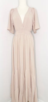 Baltic Born Delilah Maxi Dress Blush Pink Size Small Smocked Waist Photo 0