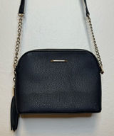 Black cross-body purse with gold detailing Photo 0