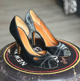 Givenchy Black Velvet Peep-Toe D'Orsay Pumps — Sz 38.5 — Good Used Condition Photo 0