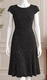 Anne Klein Women Dress Polka Dot Cap Sleeve Brown White Sheath Size 2 Photo 0