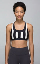 Like New Lululemon Run: Stuff Your Bra Sports Striped Black White Size 4 S Photo 0