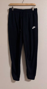 Nike Black Jogger Pants with White Swoosh Photo 0