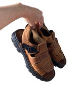 Vintage 90s Brown Leather Fisherman Sandals 🔥 Photo 0