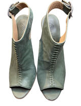Peter Nappi Shoes Womens Size 7.5 Green Leather Slingback Sandals Block‎ Heel Photo 0