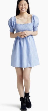 Hill House The Athena Nap Dress in Light Blue Glitter Check Size XS Photo 0