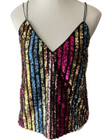 ASOS Multicolor Sequin Camisole Top Party Colorful Going Out Size 4 Photo 0