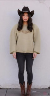 Nashville Tennessee Embroidered Beige Oversized Crewneck Sweater XL Photo 0