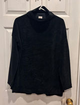 A New Day Womens Black Ribbed Funnel Neck Long Sleeve Top Large NWT Lagenlook Photo 0