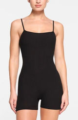 Skims Women's M Soft Lounge‎ Scoop Romper Black Ribbed Loungewear Minimalist Photo 0