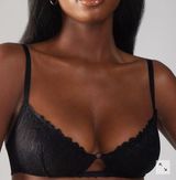 Savage X Fenty Large Black Lace Fast Lane Fashion Bralette Photo 0