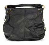 B. Makowsky Large Hobo Shoulder Bag Black Pebbled Leather Studded Gold Hardware Photo 0