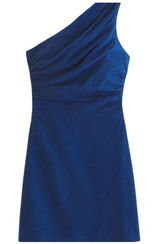 Abercrombie‎ and fitch one shoulder linen blend mini dress blue ruching large Photo 0