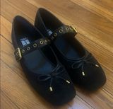 Black Mary Jane Ballet Flats with Gold Accents Photo 0