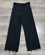 Washed Black High Rise Wide Leg Raw Hem‎ Jeans Patch Pockets 26W L28 Bohemian Photo 0