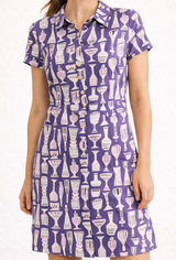 Boden Novelty‎ Print Shirt Dress Purple Cotton Button Front Short Sleeve US 2 Photo 0