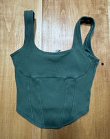 Pink Victoria's Secret Sage Green Ribbed Corset Seam Crop Top Small Photo 0