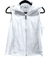 Columbia Womens White Full Zip Fleece‎ Vest Chevron Quilted Small Pockets Photo 0