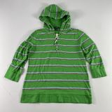 Lauren Jeans‎ Co Ralph Lauren Hoodie Womens Large Green Striped Pullover Lace Up Photo 0