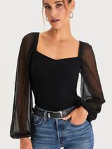 LULU's Sexy Romantic Chic Stretch Long Sleeve Holiday Date Night Party Top Photo 0