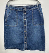 Denim Jean Skirt‎ Retro Y2K Style Button Front Midi Length Liz Claiborne Size 12 Photo 0