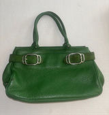 Cole Haan Vintage Green Leather Handbag Silver Hardware Suede Detail Preloved Photo 0