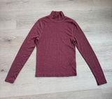 Madewell heathered burgundy berry fitted mock neck long sleeve top size small Photo 0