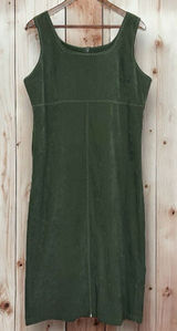 NWOT Vintage Talbots Velvet‎ Dress Size 12 Empire Waist Midi Olive Green Velour Photo 0