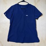 FIGS Catarina Women's Medium Navy Blue Scrub Top V Neck One Pocket Medical Nurse Photo 0