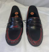 Women Black and Red Penny Loafers - Classic Leather Dress Shoes Photo 0