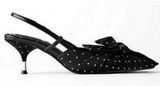 Zara Black & White Polka Dot Kitten Heel Sling back Shoes(Size 39) Photo 0