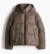 HM Ultralight Hooded Puffer Jacket Womens Small Chocolate Brown Quilted Coat Photo 0