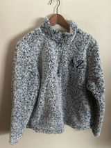 Time & Tru Delta Zeta Letter Embroidered Fuzzy Faux Sherpa Half Zip Pullover Photo 0