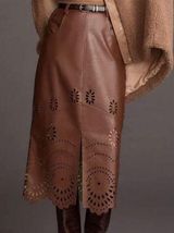 MIDI FAUX LEATHER SKIRT- XS. (Small tear see photo) Photo 0