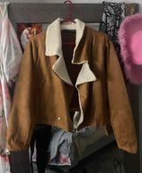 Camel Suede Moto Jacket Size M Photo 0