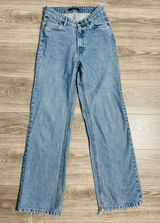 Waven Tova 90s Wide Leg Jeans V-Waist Light Blue Raw Hem Womens 26 x 31‎ US 4 Photo 0