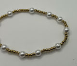 Womens Pearl Gold Bead Stretch Bracelet 18k Plated Saphir Packaged New Photo 0