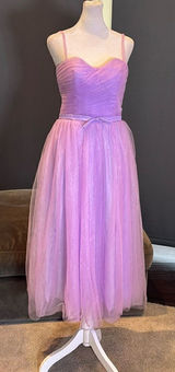 Women’s Tea Length Purple Prom Party Dress CorsetBack Sweetheart Neckline Size 4 Photo 0