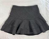 J Crew Flounce Mini Skirt Wool Size 6 Grey Tiered Ruffle Y2K Preppy Neutral Photo 0