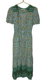 ✨💚 Petal + Pup Boho‎ Floral Button-Front Midi Dress Green US 4 💚✨ Photo 0