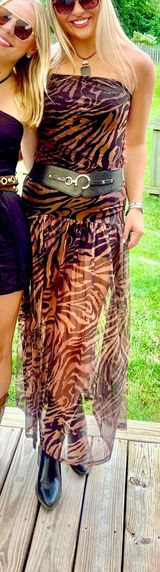 Animal Print Maxi Mesh Dress Black Size M Photo 0
