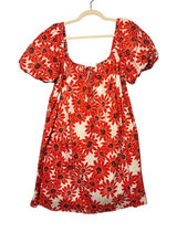 Mango MNG Floral Dress 10 Red Puff Sleeve Cottagecore Boho Milk Maid Peasant Photo 0