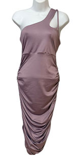 The Fashion Poet Mauve One Shoulder Ruched Bodycon Midi Dress XL Cutout Purple Photo 0