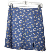 Hollister Blue Daisies Floral Front Slit Ultra High Rise A-Line Mini Skirt Small Photo 0